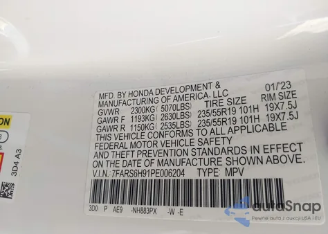 2023 Honda Cr-V Hybrid Sport Touring z USA, uszkodzony, nr VIN 7FARS6H91PE006204